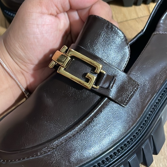 Lattelier Womens Leather Loafers with Chain Buckle - Brown - Picture 3 of 9